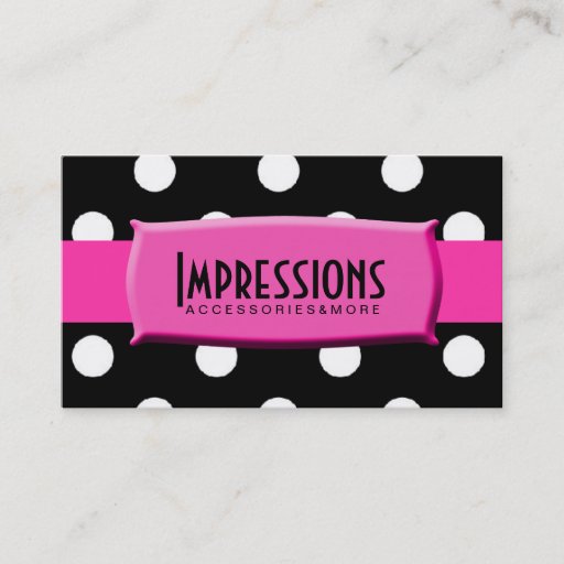 Customizable Black and White Polka Dots Hot Pink Name Plate Business Card Template