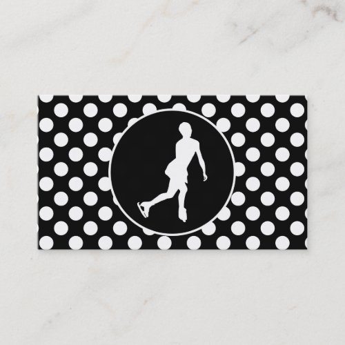 Black and White Polka Dots Ice Figure Skating Business Card