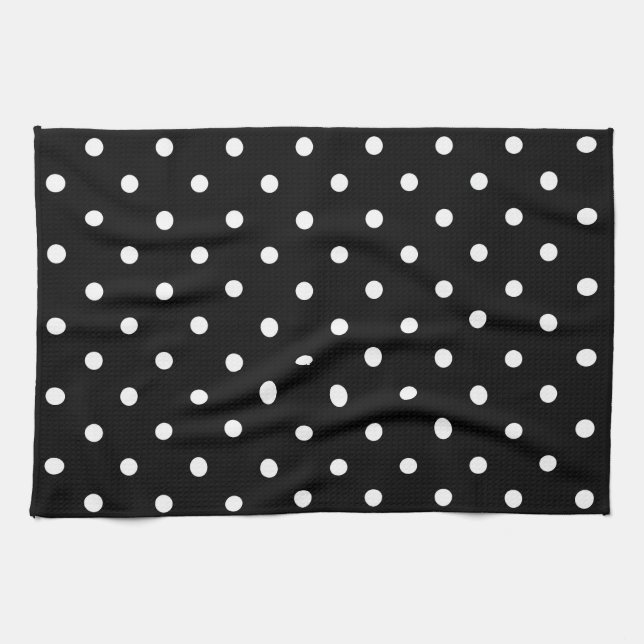Black and white polka dots kitchen towel (Horizontal)