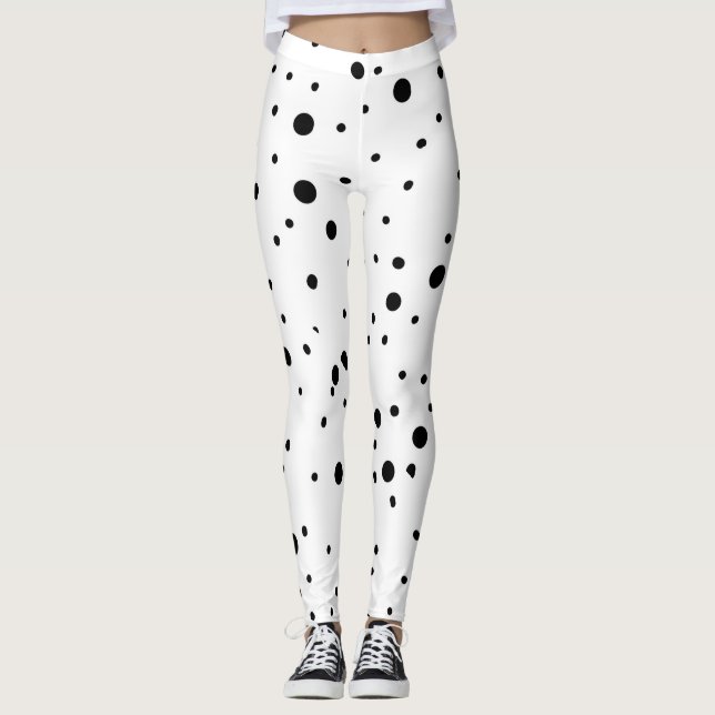 Black and White Polka Dots Leggings (Front)