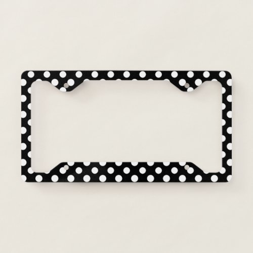 Black and White Polka Dots License Plate Frame