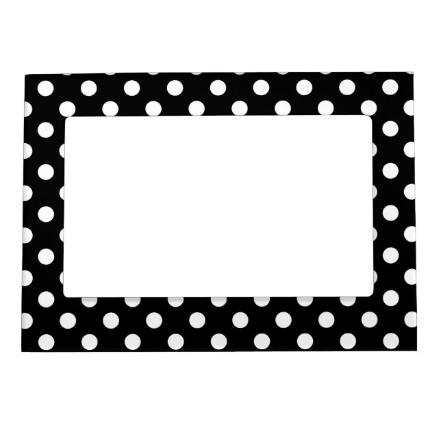 Black and White Polka Dots Magnetic Picture Frame (Front)