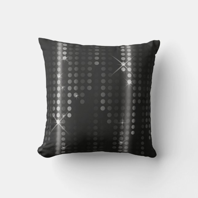 Black and white Polka Dots Matrix patterned Throw Pillow (Front)