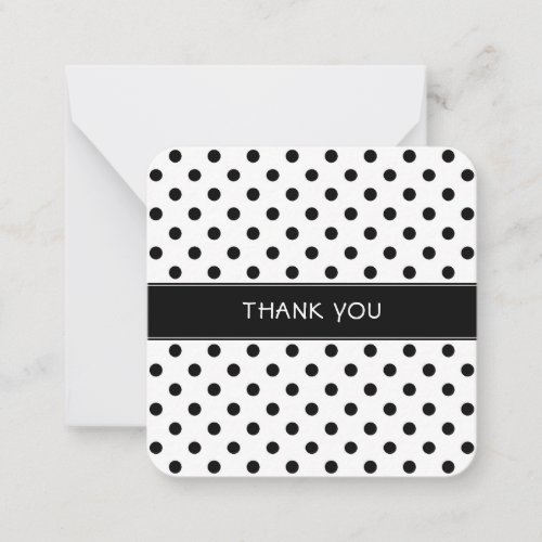 Black and white polka dots mini thank you card