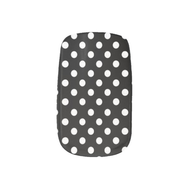 Black and white polka dots minx nail art (Right Thumb)