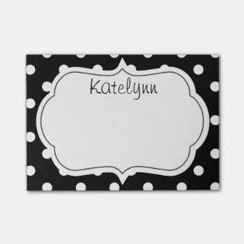 Black And White Polka Dots Monogram Post-it Notes by theburlapfrog at Zazzle