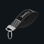 Black and White Polka Dots Monogram Wrist Keychain<br><div class="desc">Custom printed wristband keychain bracelet with a cute polka dot pattern. Personalize it with your name monogram or other custom text. Click Customize It to change fonts and colors or add your own text and images to create a unique one of a kind gift!</div>