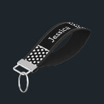 Black and White Polka Dots Monogram Wrist Keychain<br><div class="desc">Custom printed wristband keychain bracelet with a cute polka dot pattern. Personalize it with your name monogram or other custom text. Click Customize It to change fonts and colors or add your own text and images to create a unique one of a kind gift!</div>