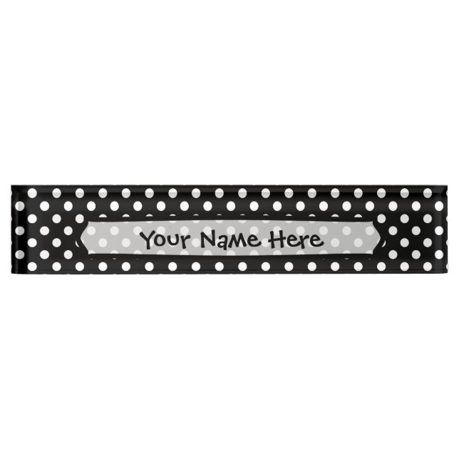 Black and White Polka Dots Name Plate (Front)