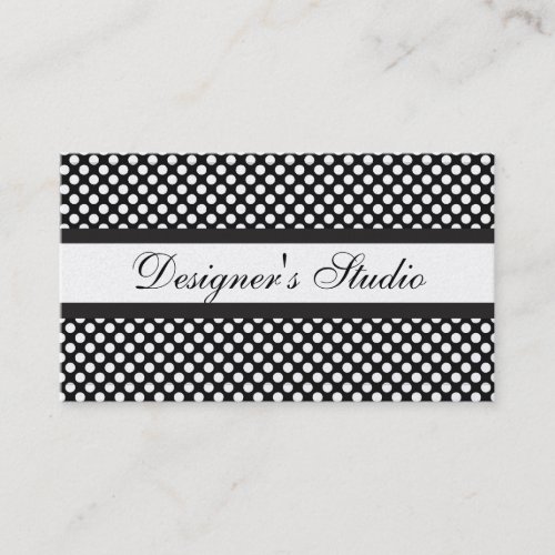 Black and White Polka Dots on Gold Business Cards