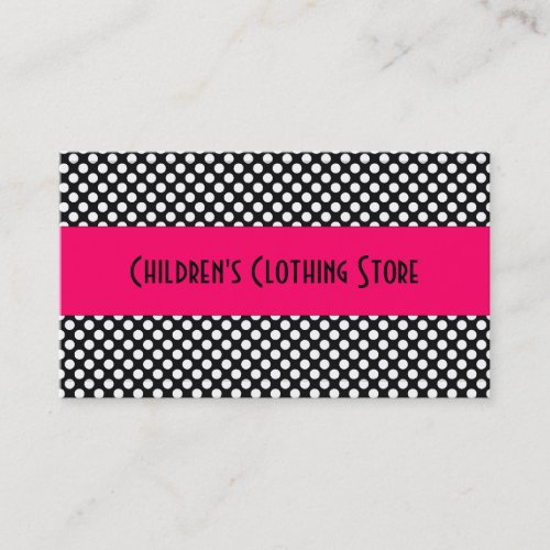 Black and White Polka Dots on Pink Business Cards