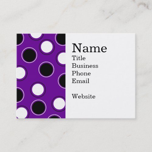 Black and White Polka Dots on Purple Circles Business Card
