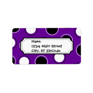 Black and White Polka Dots on Purple Circles Label
