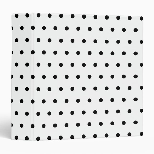 Black And White Polka Dots Pattern 3 Ring Binder (Front/Spine)