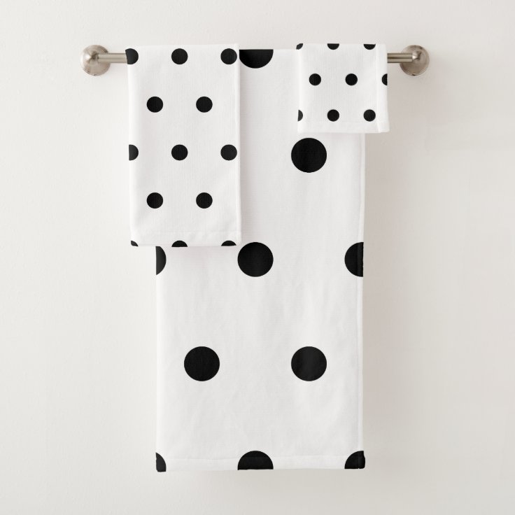 Black And White Polka Dots Pattern Bath Towel Set | Zazzle