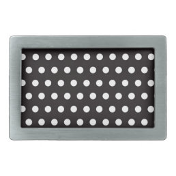 Black and White Polka Dots Pattern Belt Buckle