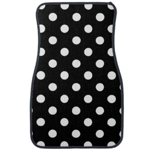 Black and White Polka Dots Pattern Car Floor Mat