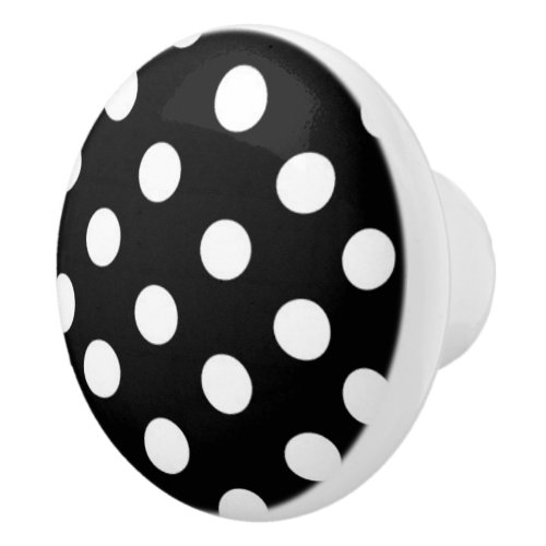 Black and white Polka dots pattern Ceramic Knob