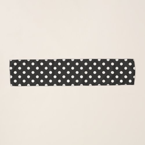 Black and white polka dots pattern chiffon scarf