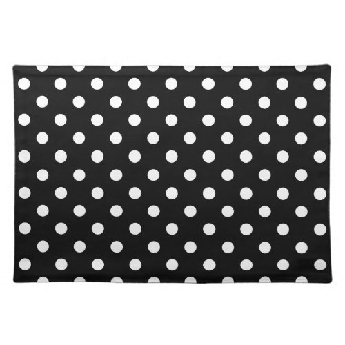 Black and white polka dots pattern cloth placemats