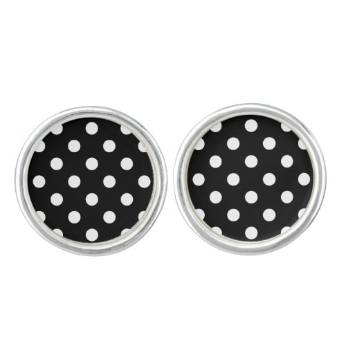 Black and White Polka Dots Pattern Cufflinks