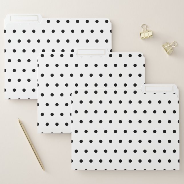 Black And White Polka Dots Pattern File Folder (Set)