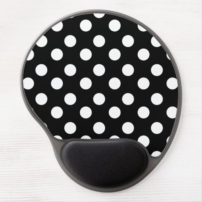 Black and White Polka Dots Pattern Gel Mouse Pad (Front)