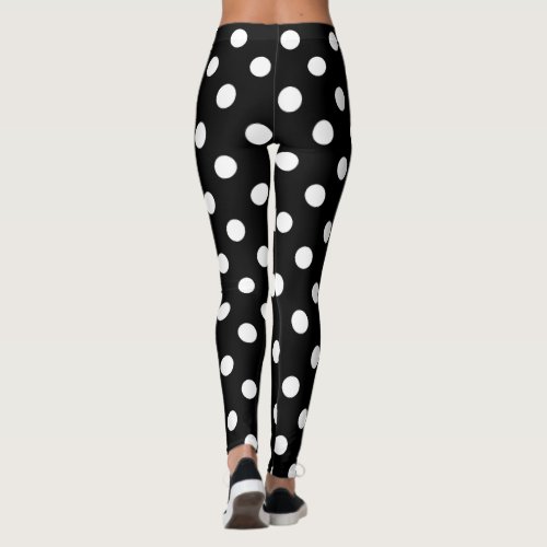 Black and White Polka Dots Pattern Leggings