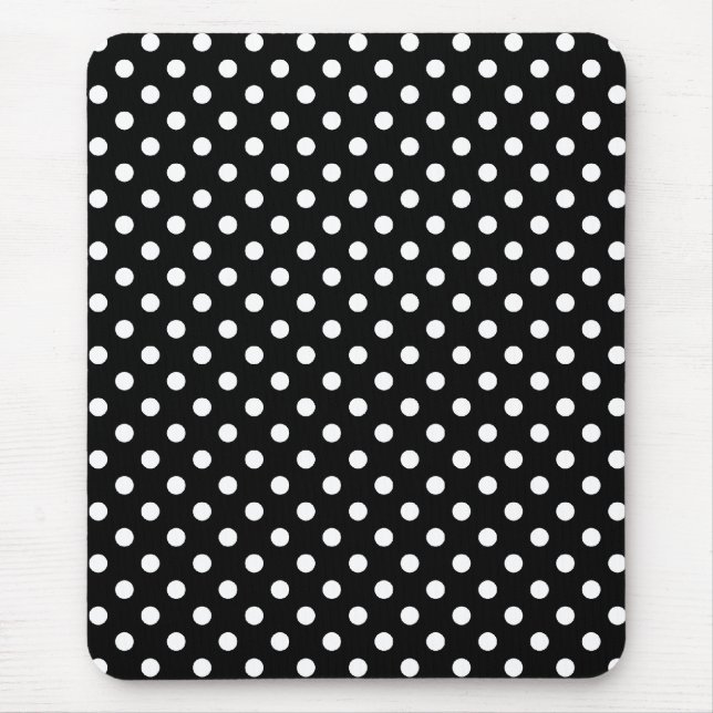 Black and White Polka Dots Pattern Mouse Pad (Front)