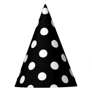 Black and White Polka Dots Pattern Party Hat