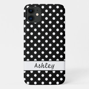 Black and White Polka Dots Pattern Personalized iPhone 11 Case