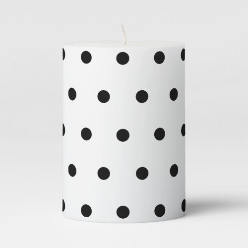 Black And White Polka Dots Pattern Pillar Candle