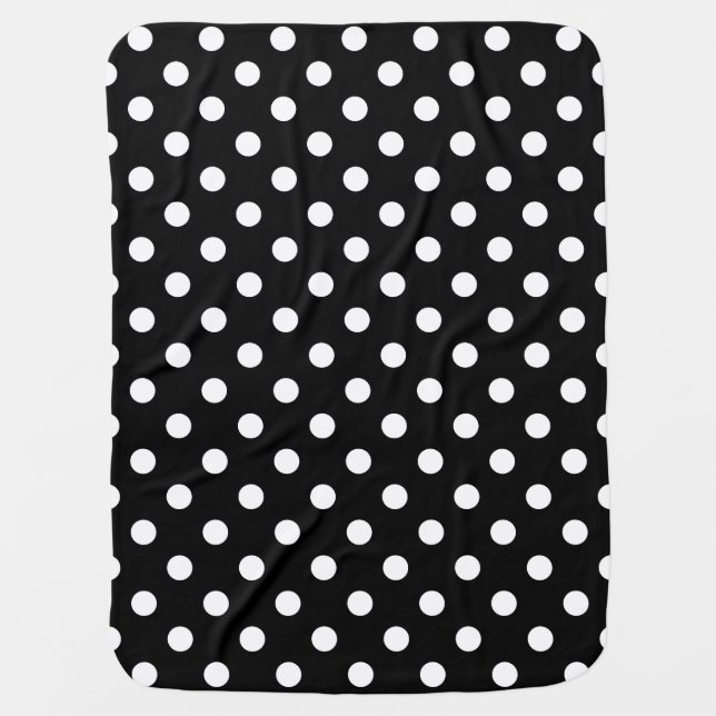 Black and White Polka Dots Pattern Receiving Blanket (Front)