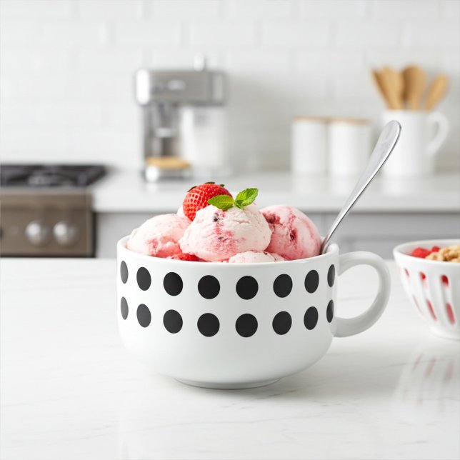 Black and White Polka Dots Pattern Soup Mug (Creator Uploaded)