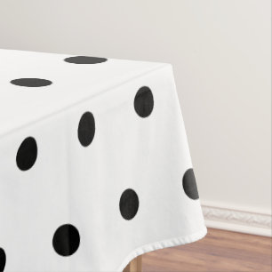 Black And White Polka Dots Pattern Tablecloth