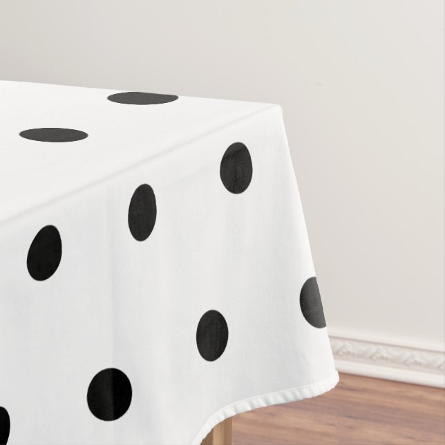 Black And White Polka Dots Pattern Tablecloth (In Situ)