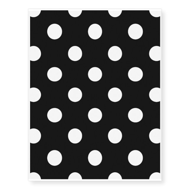 Black and White Polka Dots Pattern Temporary Tattoos (Front)