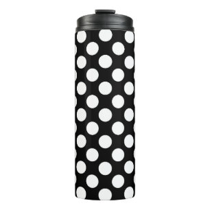 Black and white polka dots pattern thermal tumbler