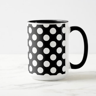 Black and White Polka Dots; Paw Print Mug