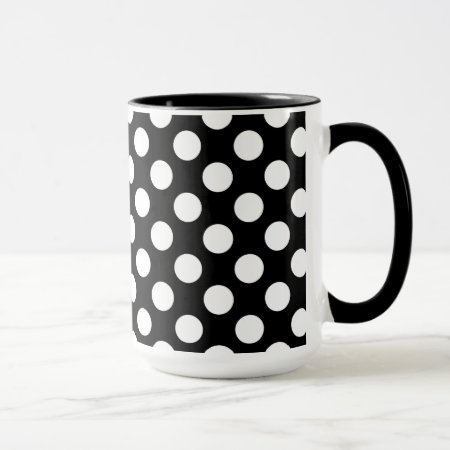 Black And White Polka Dots; Paw Print Mug