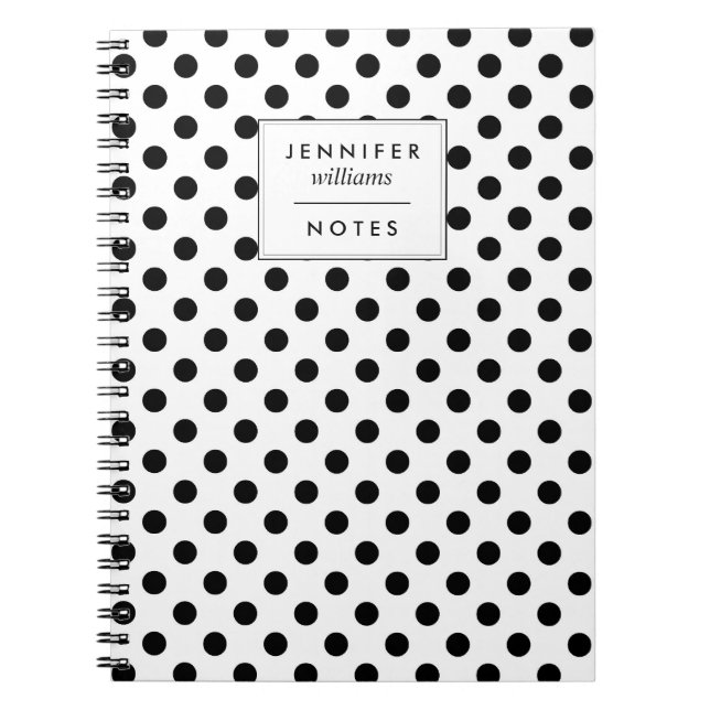 Black and White Polka Dots Personalized Notebook (Front)