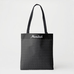 Black and White Polka Dots Personalized Tote Bag