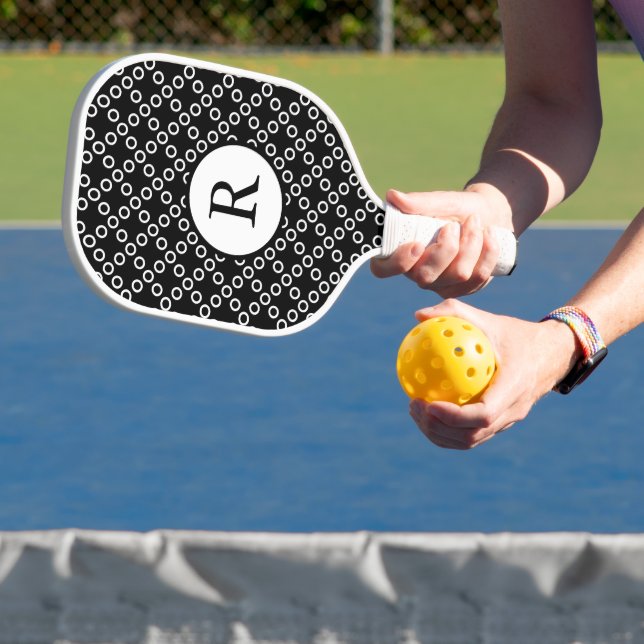Black and White Polka Dots Pickleball Paddle (Insitu)