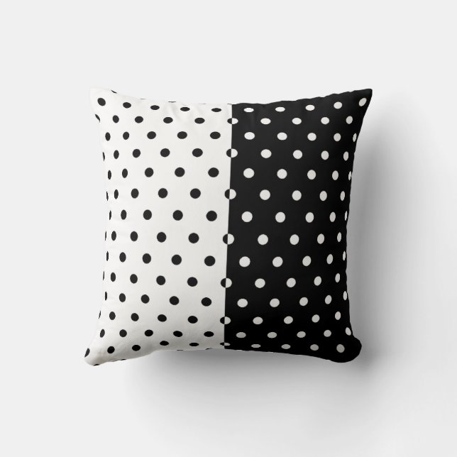 Black and White Polka Dots Pillow (Back)