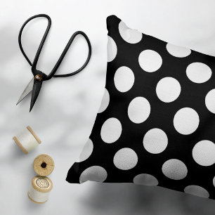 Black and White Polka Dots, Polka Dot Pattern Accent Pillow