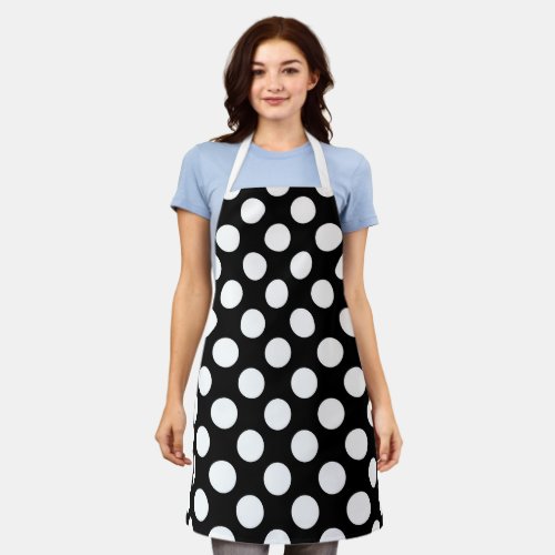 Black and White Polka Dots Polka Dot Pattern Apron