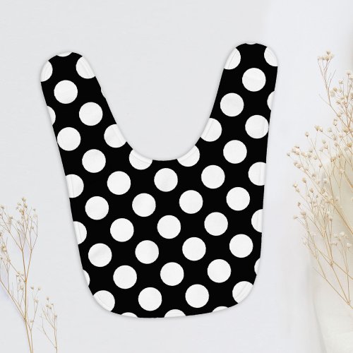 Black and White Polka Dots Polka Dot Pattern Baby Bib