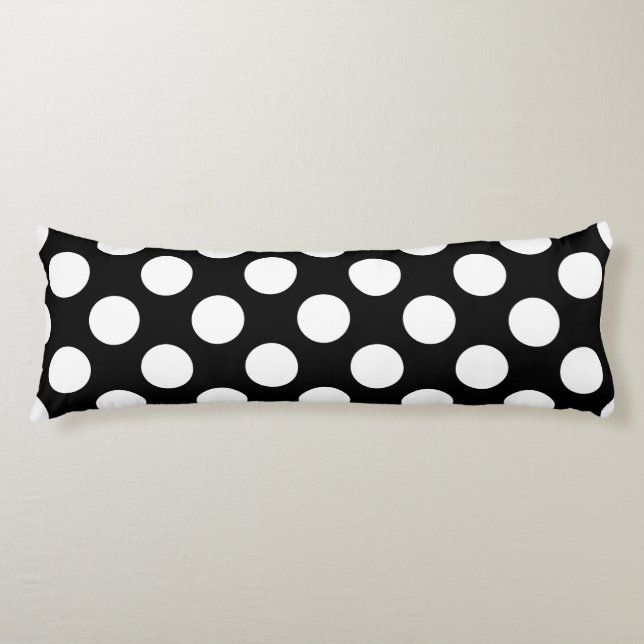 Black and White Polka Dots, Polka Dot Pattern Body Pillow (Front)