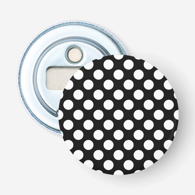 Black and White Polka Dots, Polka Dot Pattern Bottle Opener (Front)