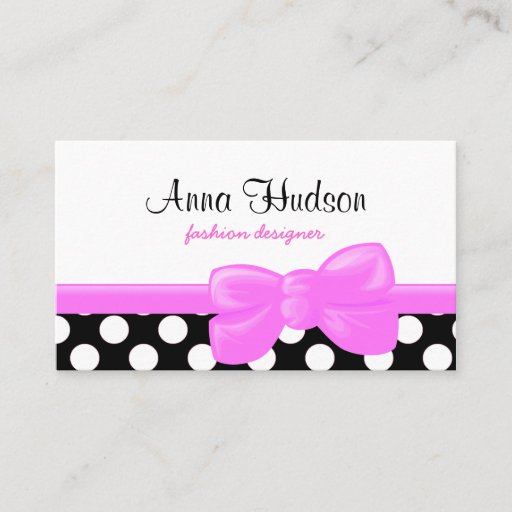 Customizable Whimsical Trendy Polka Dots Black White Pink Business Card Template